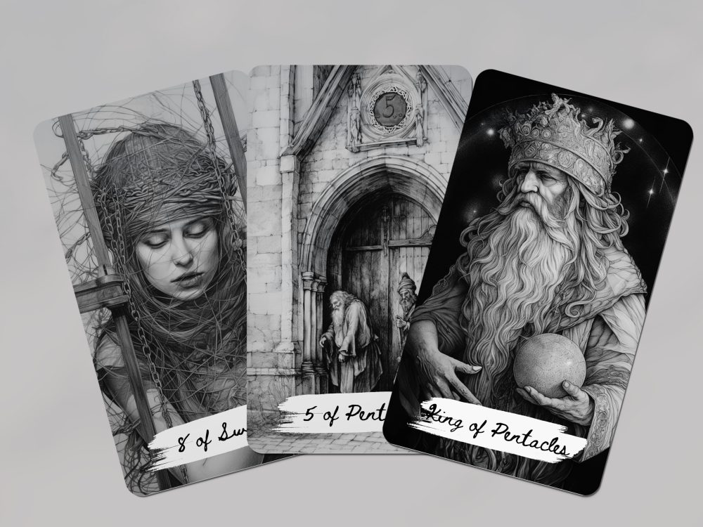 black and white tarot cards